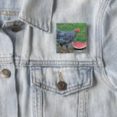 Badge Carré 5 Cm Bouton de pastèque de poulet (En situation)