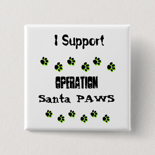 Badge Carré 5 Cm Bouton de pattes de Père Noël d'opération