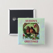 Badge Carré 5 Cm Bouton de perruches de vacances (Devant & derrière)