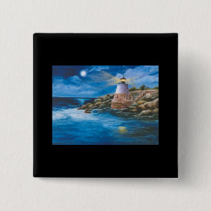 Badge Carré 5 Cm Bouton de phare de colline de château