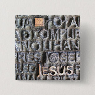 Badge Carré 5 Cm BOUTON de photo de Jésus Sagrada Familia de plaque