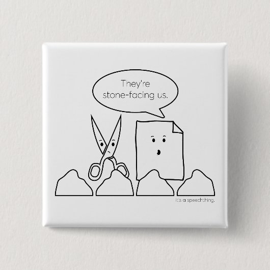 Badge Carré 5 Cm bouton de Pierre-visage (Devant)