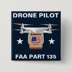 Badge Carré 5 Cm Bouton de pilote de drone de livraison (Personnali