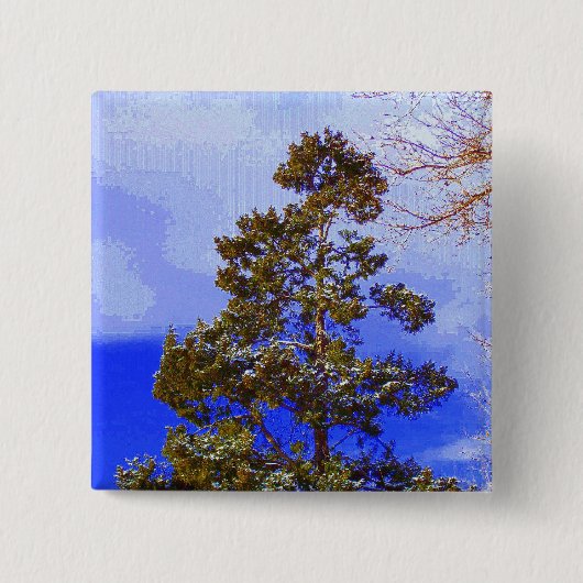 Badge Carré 5 Cm Bouton de pin d'hiver (Devant)