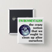 Badge Carré 5 Cm Bouton de Pinback défini par environnementalisme (Devant & derrière)