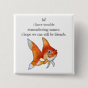 Badge Carré 5 Cm Bouton de poisson rouge - Soyons amis