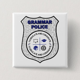 Badge Carré 5 Cm Bouton de police de grammaire