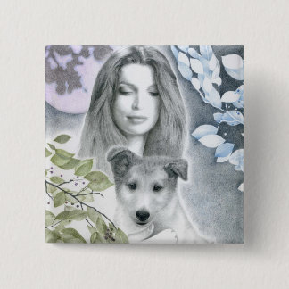 Badge Carré 5 Cm Bouton "de pont d'esprit"