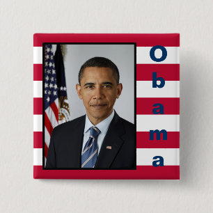 Badge Carré 5 Cm Bouton de portrait présidentiel de Barack Obama