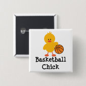 Badge Carré 5 Cm Bouton de poussin de basket-ball (Devant & derrière)