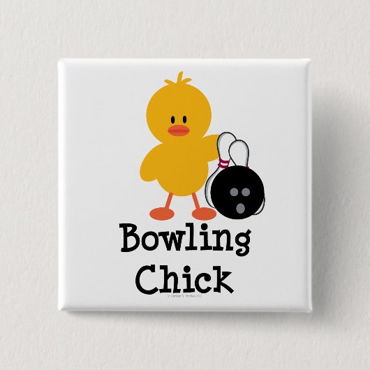 Badge Carré 5 Cm Bouton de poussin de bowling (Devant)