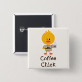 Badge Carré 5 Cm Bouton de poussin de café (Devant & derrière)