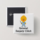 Badge Carré 5 Cm Bouton de poussin de chirurgie générale (Devant & derrière)