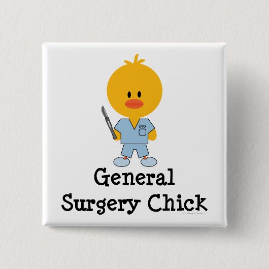 Badge Carré 5 Cm Bouton de poussin de chirurgie générale (Devant)