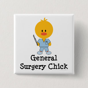 Badge Carré 5 Cm Bouton de poussin de chirurgie générale