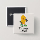 Badge Carré 5 Cm Bouton de poussin de forme physique (Devant & derrière)