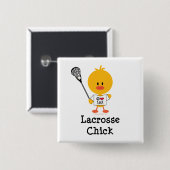 Badge Carré 5 Cm Bouton de poussin de lacrosse (Devant & derrière)