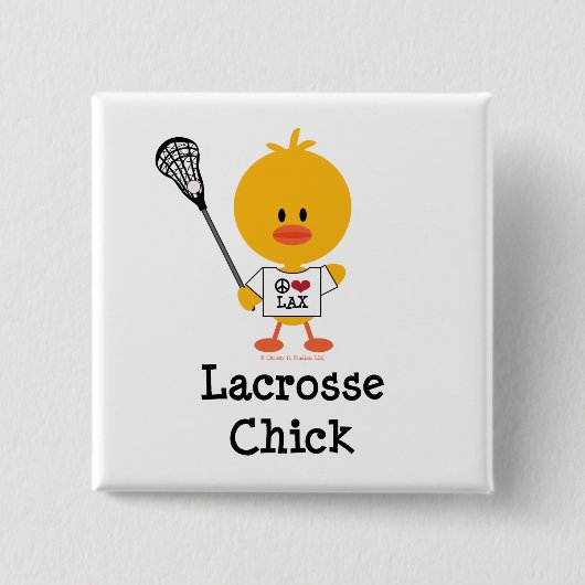 Badge Carré 5 Cm Bouton de poussin de lacrosse (Devant)