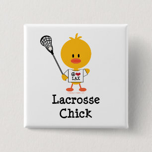 Badge Carré 5 Cm Bouton de poussin de lacrosse