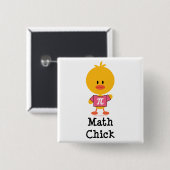 Badge Carré 5 Cm Bouton de poussin de maths (Devant & derrière)
