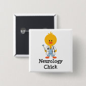 Badge Carré 5 Cm Bouton de poussin de neurologie (Devant & derrière)