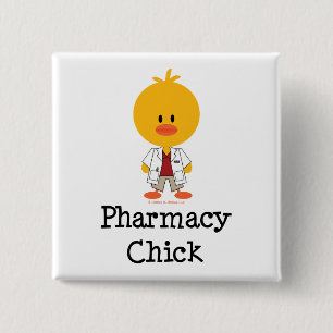 Badge Carré 5 Cm Bouton de poussin de pharmacie