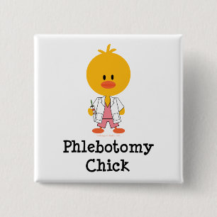 Badge Carré 5 Cm Bouton de poussin de Phlebotomy
