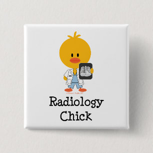 Badge Carré 5 Cm Bouton de poussin de radiologie