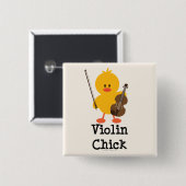 Badge Carré 5 Cm Bouton de poussin de violon (Devant & derrière)
