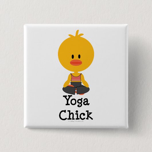 Badge Carré 5 Cm Bouton de poussin de yoga (Devant)