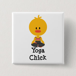 Badge Carré 5 Cm Bouton de poussin de yoga