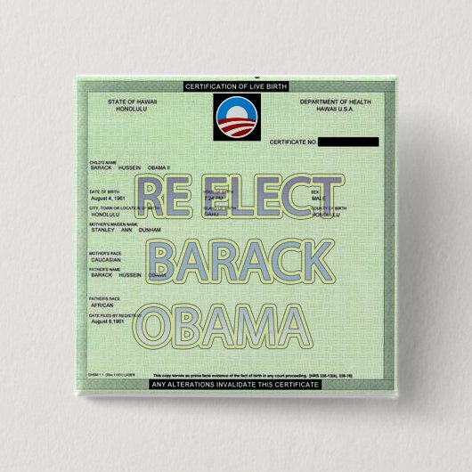 BADGE CARRÉ 5 CM BOUTON DE PREUVE D'ACTE DE NAISSANCE (Devant)