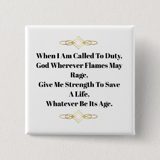 Badge Carré 5 Cm Bouton de prière des pompiers (Devant)