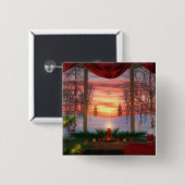 Badge Carré 5 Cm Bouton de printemps du ciel (Devant & derrière)