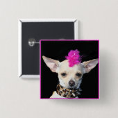 Badge Carré 5 Cm Bouton de punk de chiwawa (Devant & derrière)