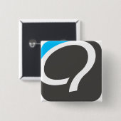 Badge Carré 5 Cm Bouton de Q - bleu (Devant & derrière)