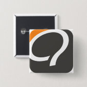 Badge Carré 5 Cm Bouton de Q - orange (Devant & derrière)