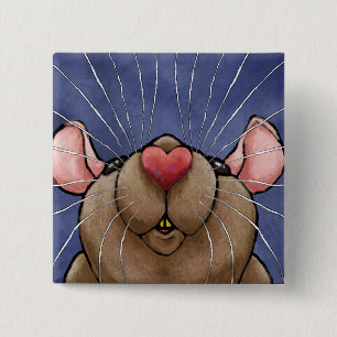 Badge Carré 5 Cm Bouton de rat au coeur mignon