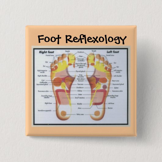 Badge Carré 5 Cm bouton de réflexothérapie de pied (Devant)