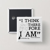 Badge Carré 5 Cm Bouton de Rene Descartes Cogito (Devant & derrière)