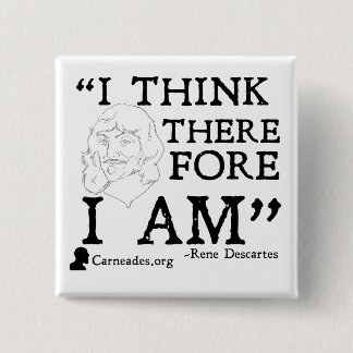 Badge Carré 5 Cm Bouton de Rene Descartes Cogito