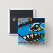 Badge Carré 5 Cm Bouton de requin de graffiti (Devant & derrière)