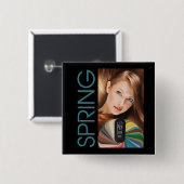 Badge Carré 5 Cm Bouton de ressort (Devant & derrière)