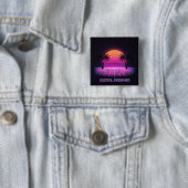 Badge Carré 5 Cm Bouton de revers rétro Digital Dreamer (En situation)