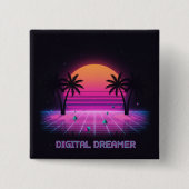 Badge Carré 5 Cm Bouton de revers rétro Digital Dreamer (Devant)