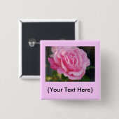 Badge Carré 5 Cm Bouton de rose de rose (Devant & derrière)