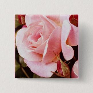 Badge Carré 5 Cm Bouton de rose de rose