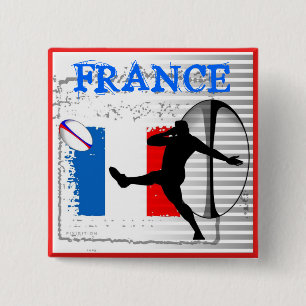 Badge Carré 5 Cm Bouton de rugby de la France