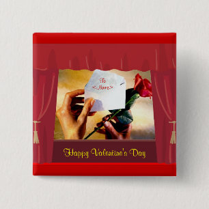 Badge Carré 5 Cm Bouton de Saint Valentin