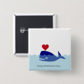 Badge Carré 5 Cm Bouton de Saint-Valentin de baleine (Devant & derrière)